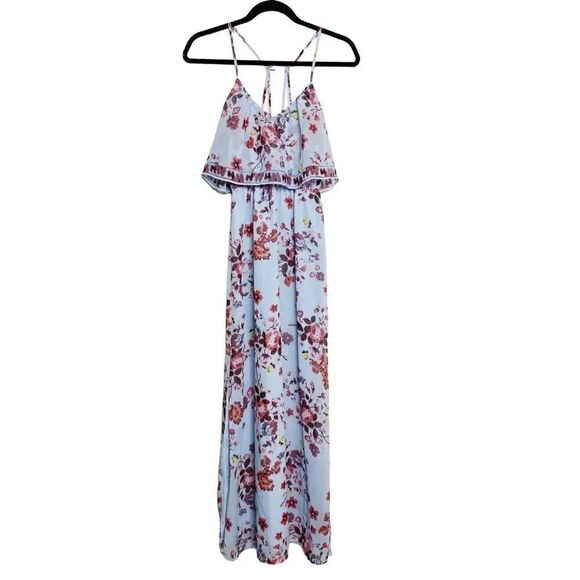 Princess Vera Wang Floral Maxi Dress Blue & Red Size XS - Picture 3 of 7